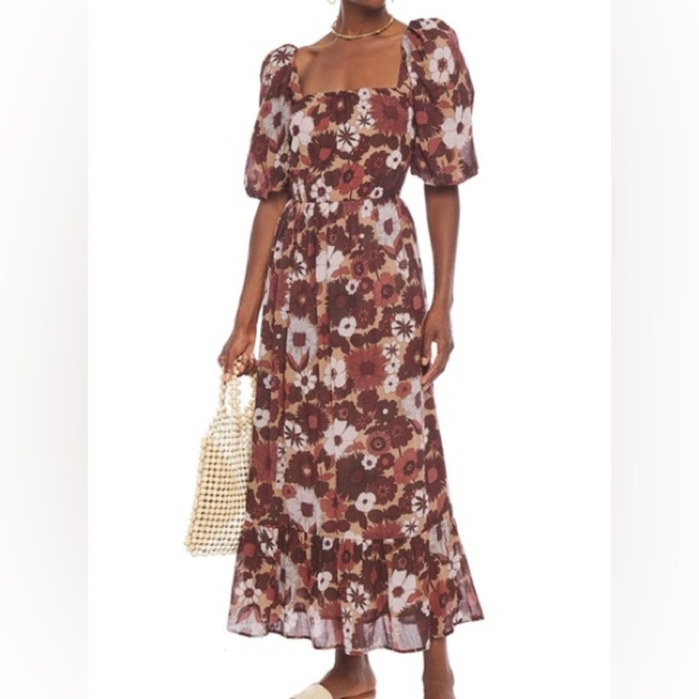 Antik Batik Lorette Floral Coupé cotton maxi dress
